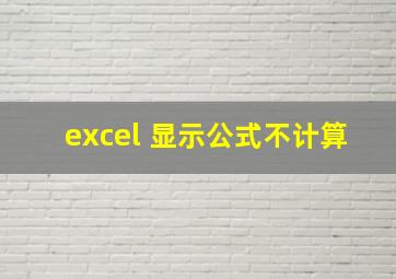 excel 显示公式不计算